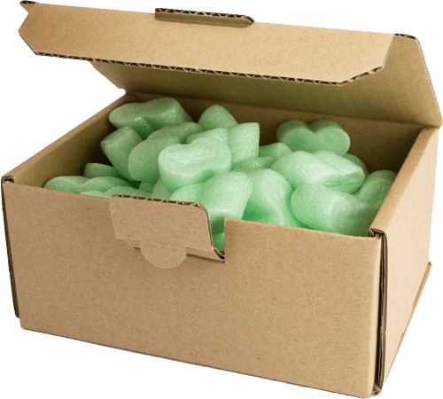 Karton mit grünem Schaumstofffüllmaterial